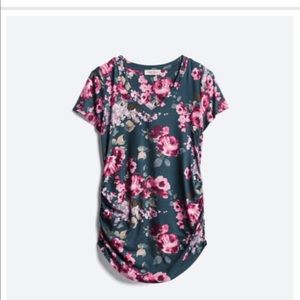 Blue and Pink Floral Maternity Top